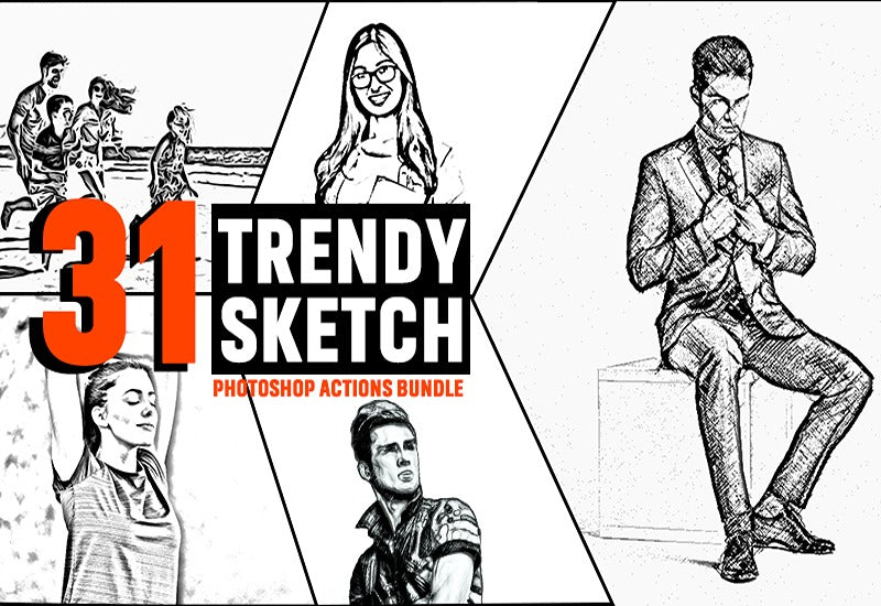 Trendy Sketch Photoshop Actions Bundle