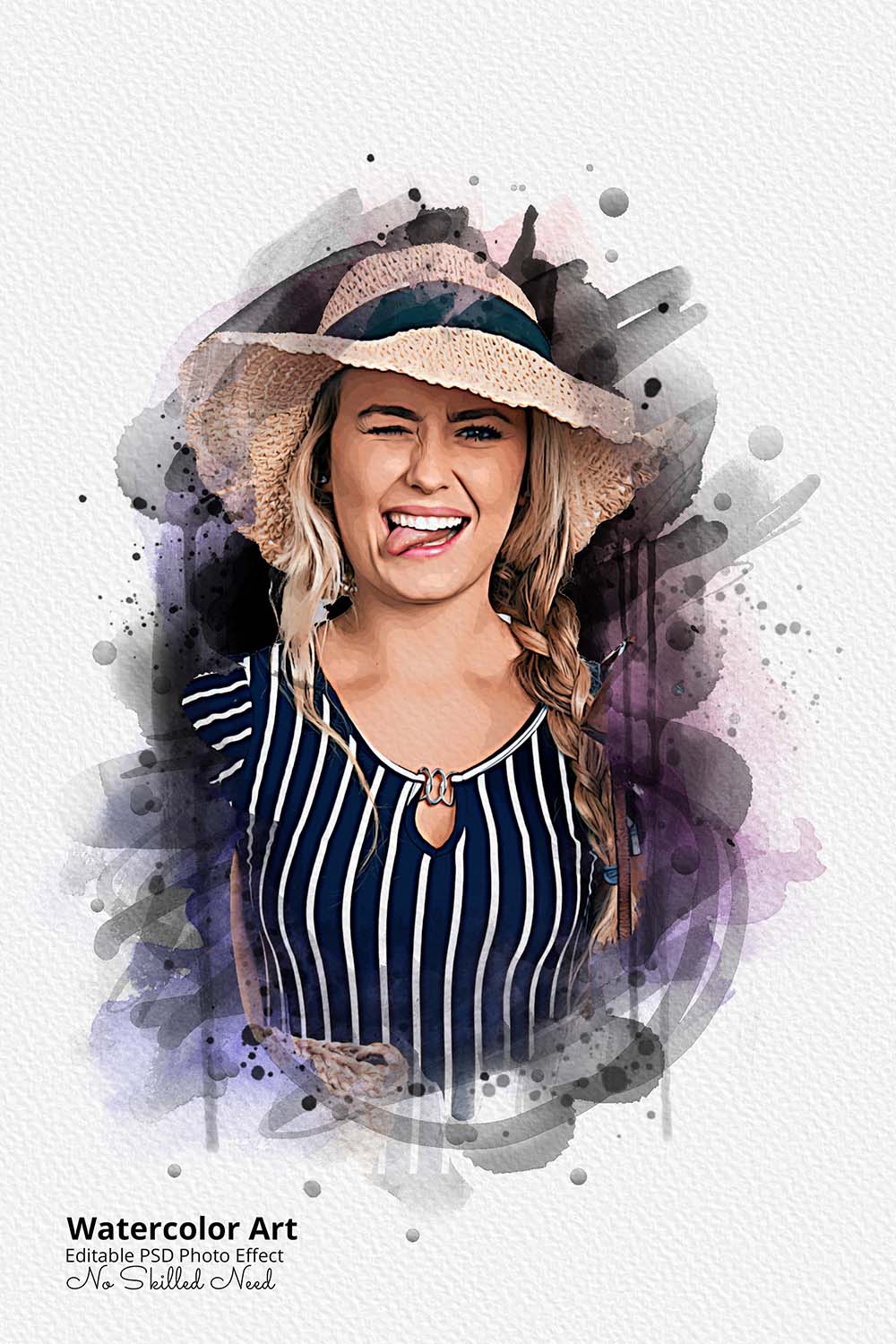 30 Portrait Watercolor Photo Effect Templates - Artixty