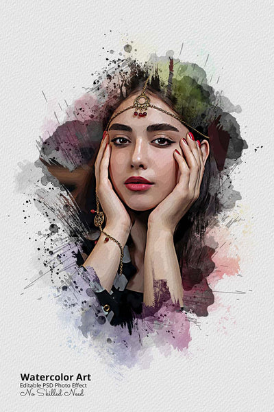 30 Portrait Watercolor Photo Effect Templates - Artixty