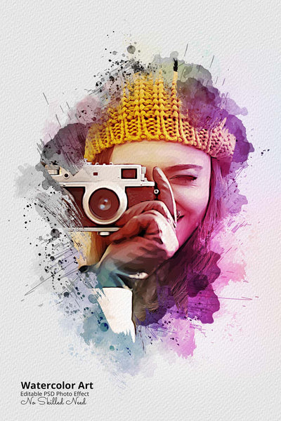 30 Portrait Watercolor Photo Effect Templates - Artixty