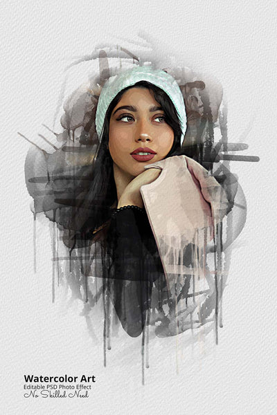 30 Portrait Watercolor Photo Effect Templates - Artixty
