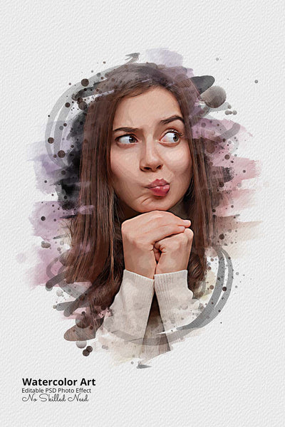 30 Portrait Watercolor Photo Effect Templates - Artixty