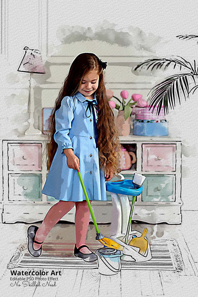 30 Portrait Watercolor Photo Effect Templates - Artixty