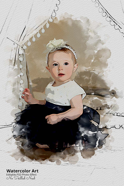 30 Portrait Watercolor Photo Effect Templates - Artixty