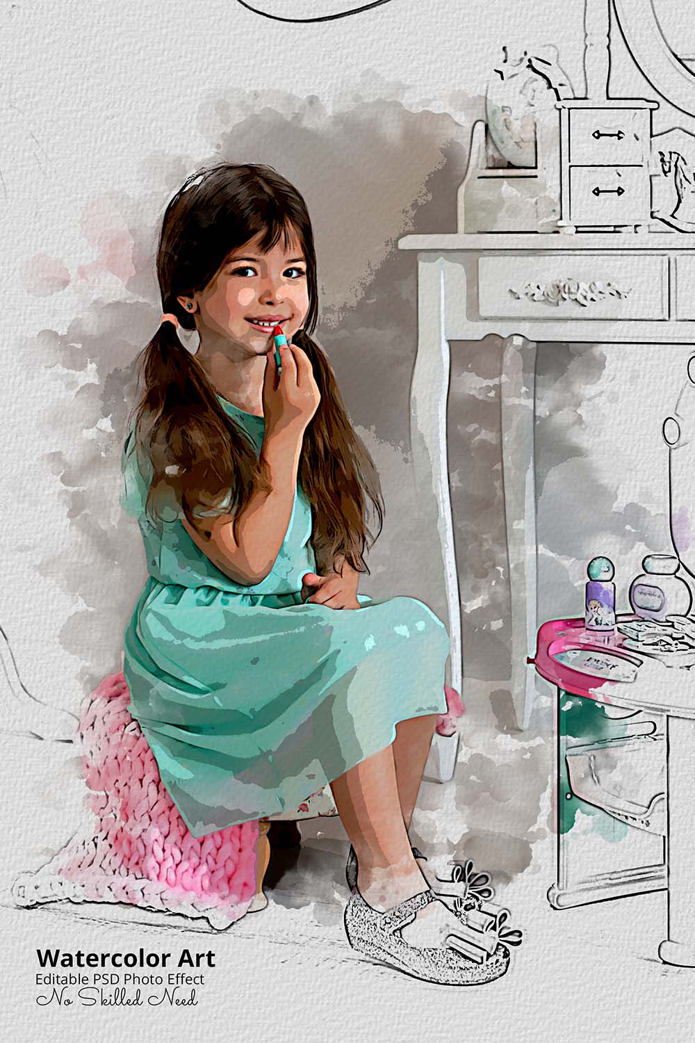 30 Portrait Watercolor Photo Effect Templates - Artixty