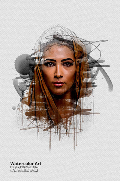 30 Portrait Watercolor Photo Effect Templates - Artixty