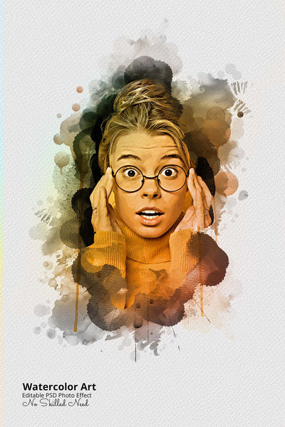 30 Portrait Watercolor Photo Effect Templates - Artixty