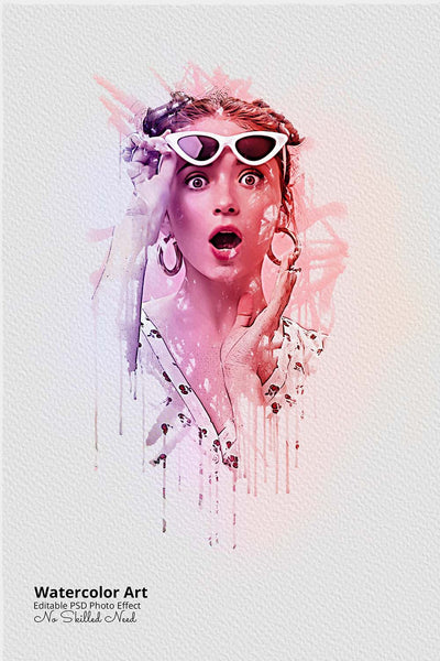 30 Portrait Watercolor Photo Effect Templates - Artixty