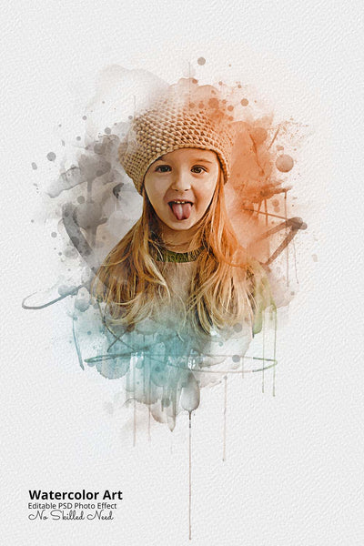30 Portrait Watercolor Photo Effect Templates - Artixty