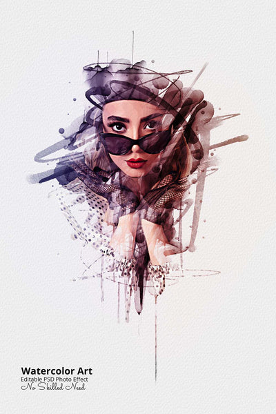 30 Portrait Watercolor Photo Effect Templates - Artixty