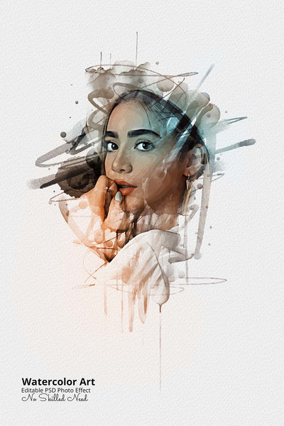 30 Portrait Watercolor Photo Effect Templates - Artixty