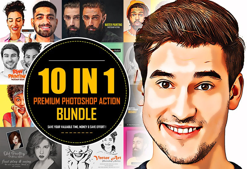 10 in 1 Premium Photoshop Actions Bundle - Artixty