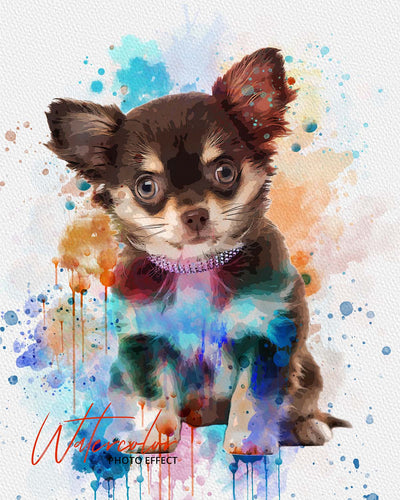 30 Custom Watercolor Pet Portrait Photo Effects Bundle - Artixty
