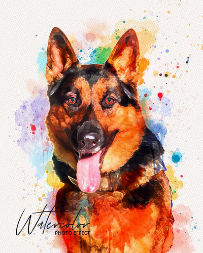 30 Custom Watercolor Pet Portrait Photo Effects Bundle - Artixty