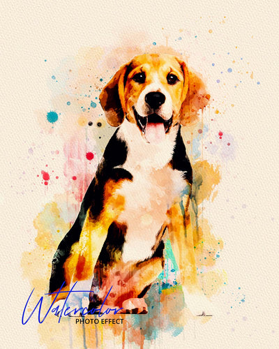 30 Custom Watercolor Pet Portrait Photo Effects Bundle - Artixty