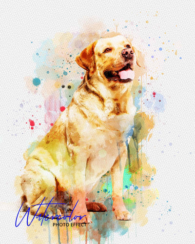 30 Custom Watercolor Pet Portrait Photo Effects Bundle - Artixty