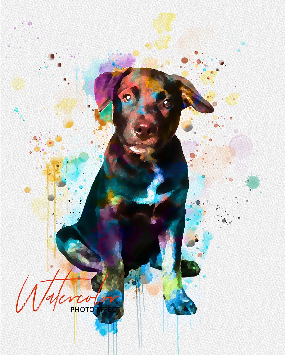 30 Custom Watercolor Pet Portrait Photo Effects Bundle - Artixty
