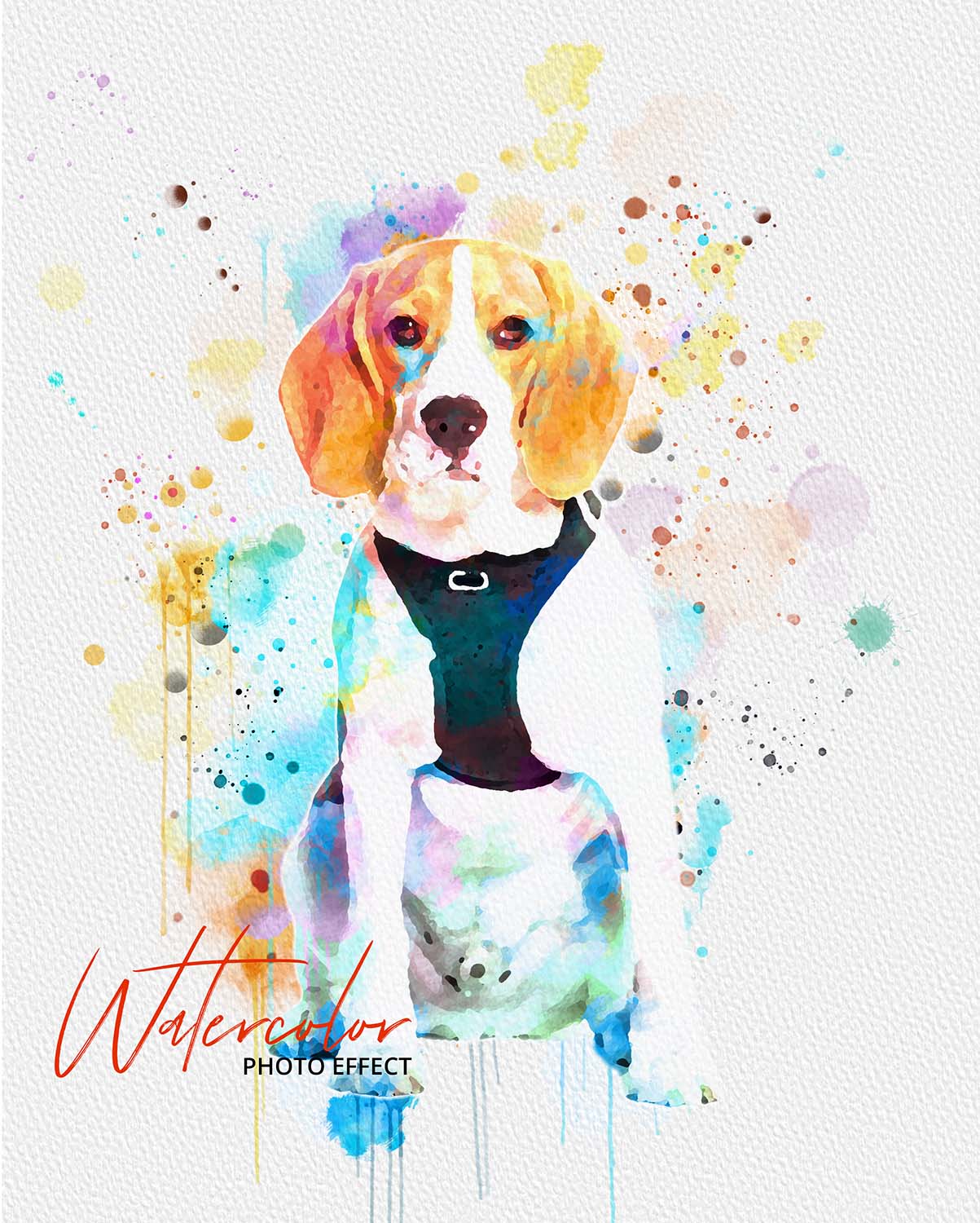 30 Custom Watercolor Pet Portrait Photo Effects Bundle - Artixty