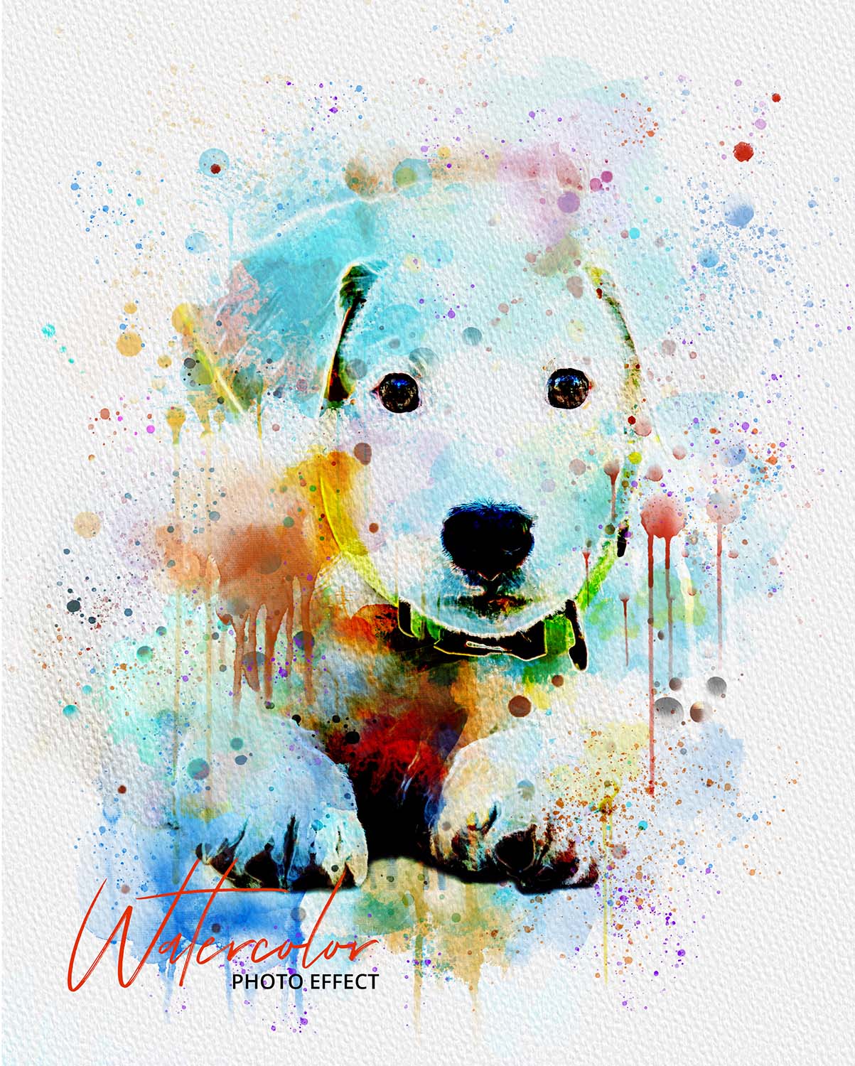 30 Custom Watercolor Pet Portrait Photo Effects Bundle - Artixty