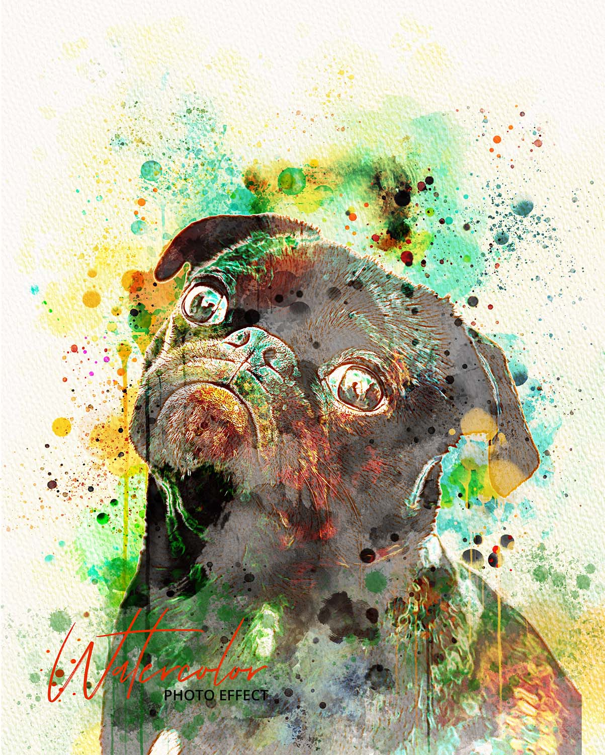 30 Custom Watercolor Pet Portrait Photo Effects Bundle - Artixty