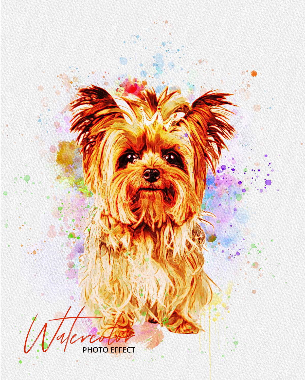 30 Custom Watercolor Pet Portrait Photo Effects Bundle - Artixty