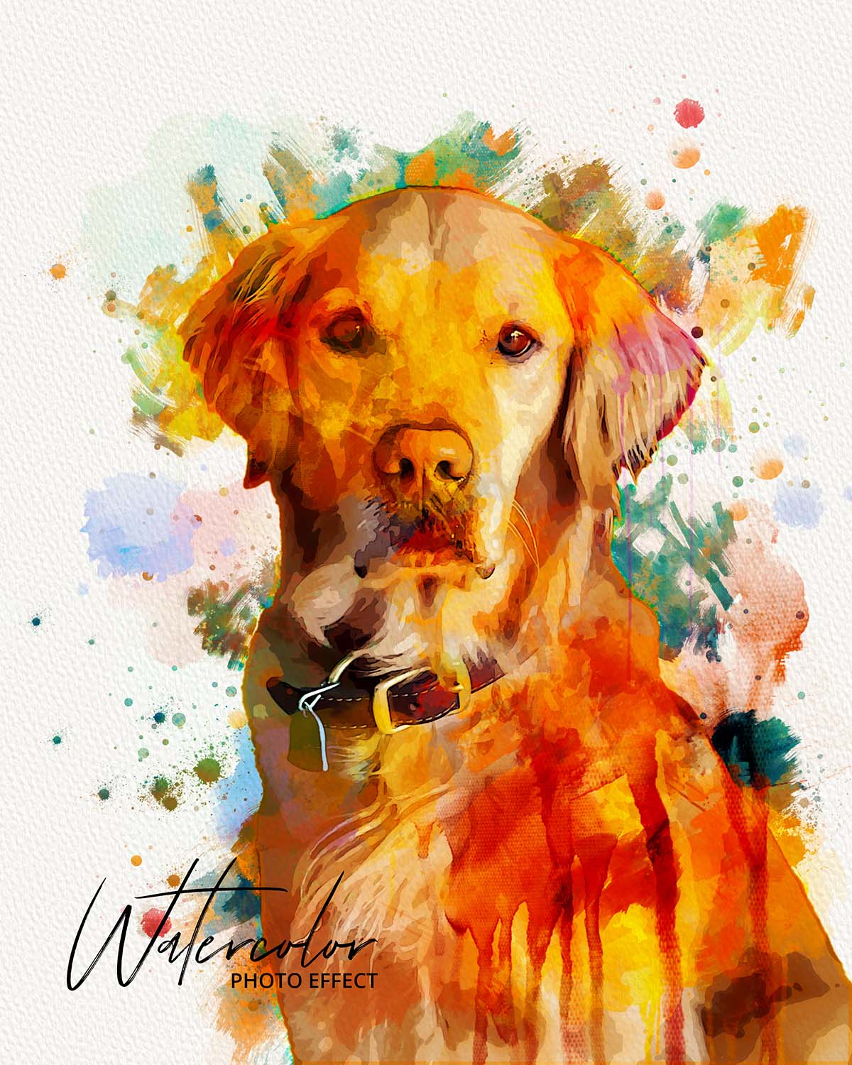 30 Custom Watercolor Pet Portrait Photo Effects Bundle - Artixty