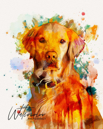 30 Custom Watercolor Pet Portrait Photo Effects Bundle - Artixty