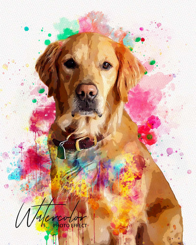 30 Custom Watercolor Pet Portrait Photo Effects Bundle - Artixty