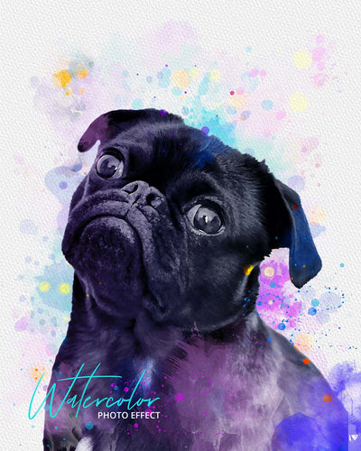 30 Custom Watercolor Pet Portrait Photo Effects Bundle - Artixty