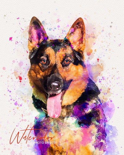 30 Custom Watercolor Pet Portrait Photo Effects Bundle - Artixty