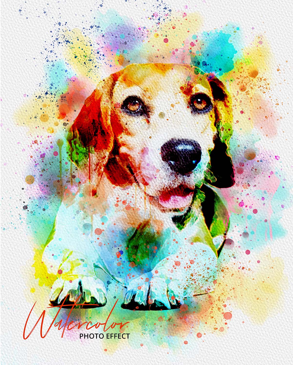 30 Custom Watercolor Pet Portrait Photo Effects Bundle - Artixty