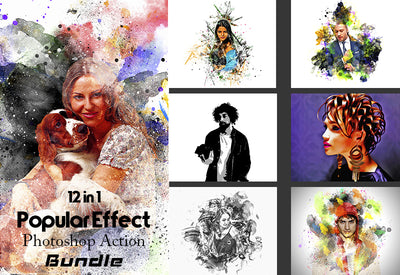 12-in-1 Popular Effect Photoshop Actions Bundle - Artixty