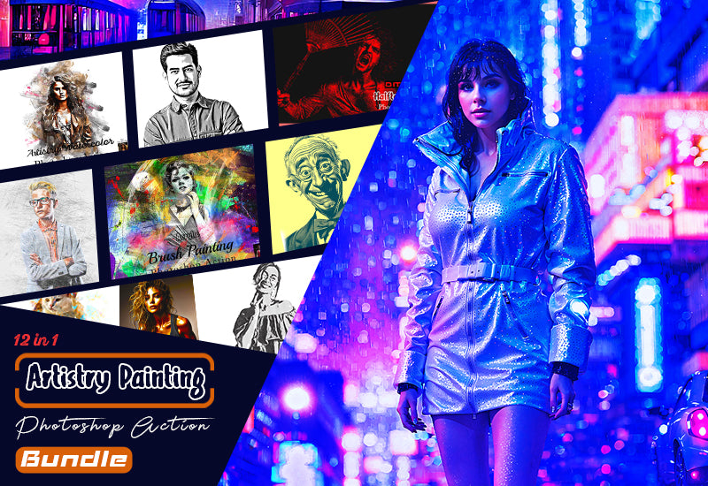 12 Artistry Painting Photoshop Actions Bundle - Artixty