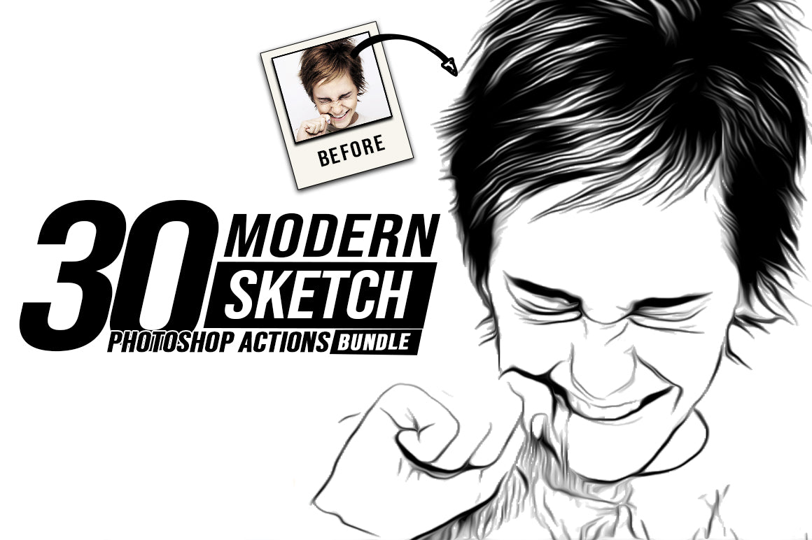 The 30-in-1 Modern Sketch Photoshop Actions Bundle-Add-Ons-Artixty