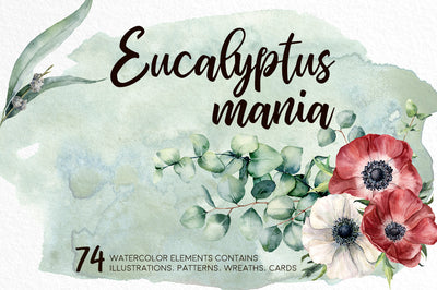 Eucalyptus Mania Watercolor Design Bundle - Artixty
