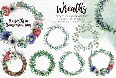 Eucalyptus Mania Watercolor Design Bundle - Artixty
