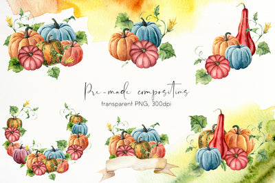 Pumpkins Watercolor Creative Design Bundle - Artixty