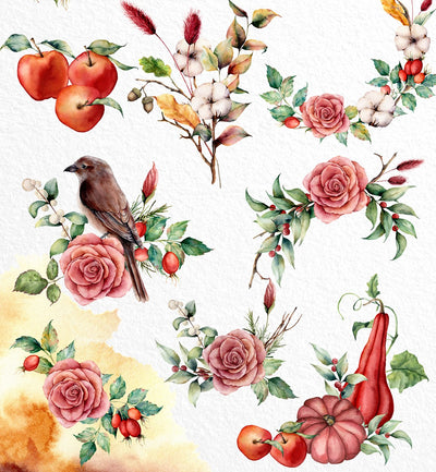 Fall In Love Watercolor Design Bundle - Artixty