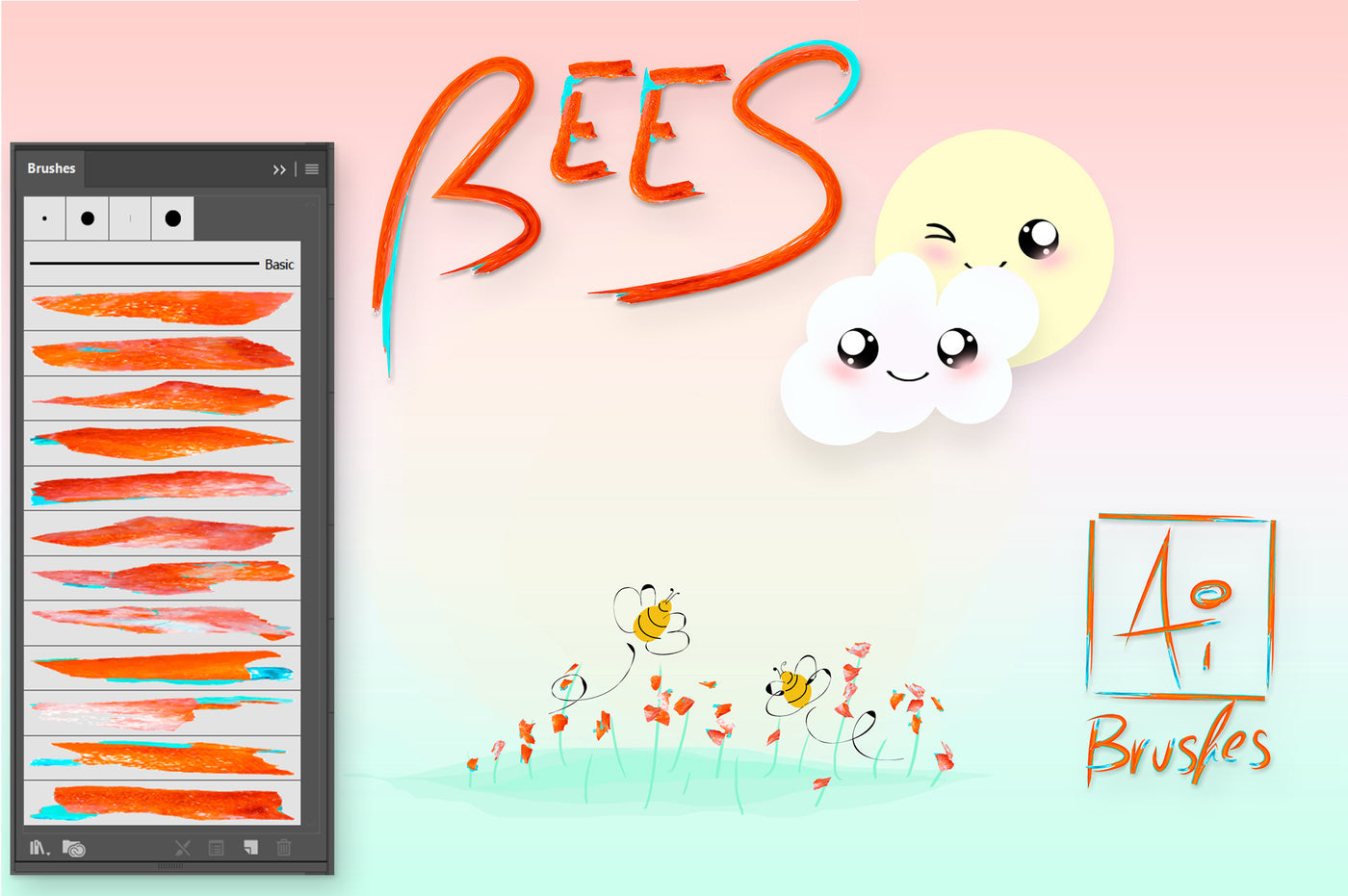 700+ Colourful Illustrator Brushes Bundle-Add-Ons-Artixty