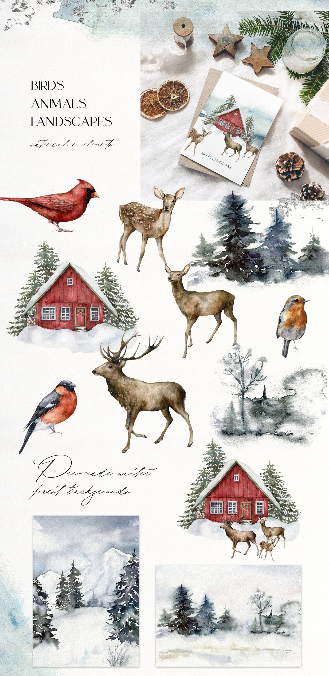 The Christmas Spirit Watercolor Bundle - Artixty