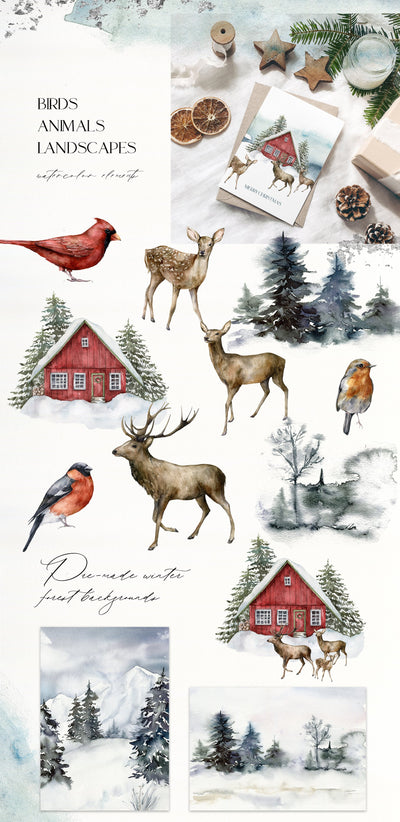 The Christmas Spirit Watercolor Bundle - Artixty