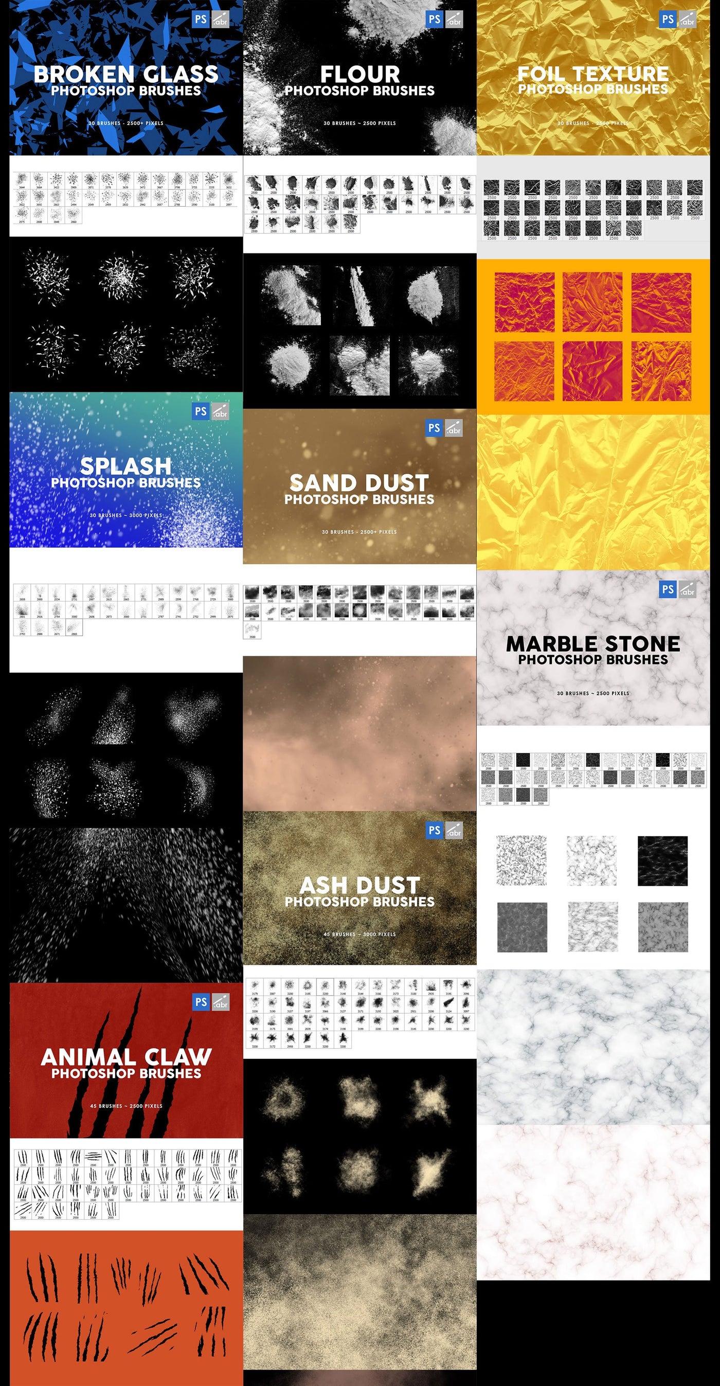 3000+ Photoshop Texture & Stamp Brushes Bundle - Artixty