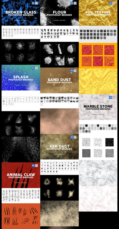 3000+ Photoshop Texture & Stamp Brushes Bundle - Artixty