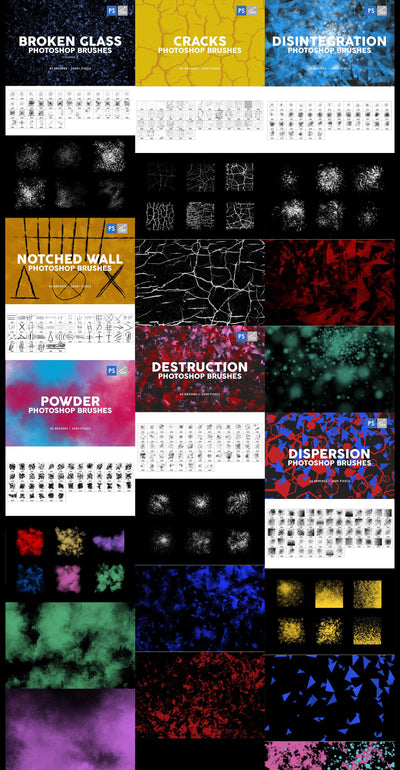3000+ Photoshop Texture & Stamp Brushes Bundle - Artixty
