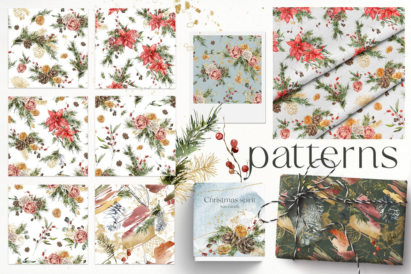 Traditional Christmas Abstract Illustrations Bundle - Artixty
