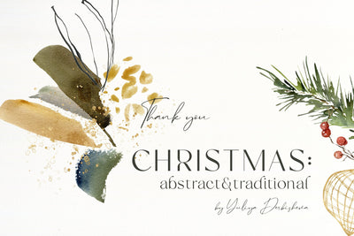 Traditional Christmas Abstract Illustrations Bundle - Artixty
