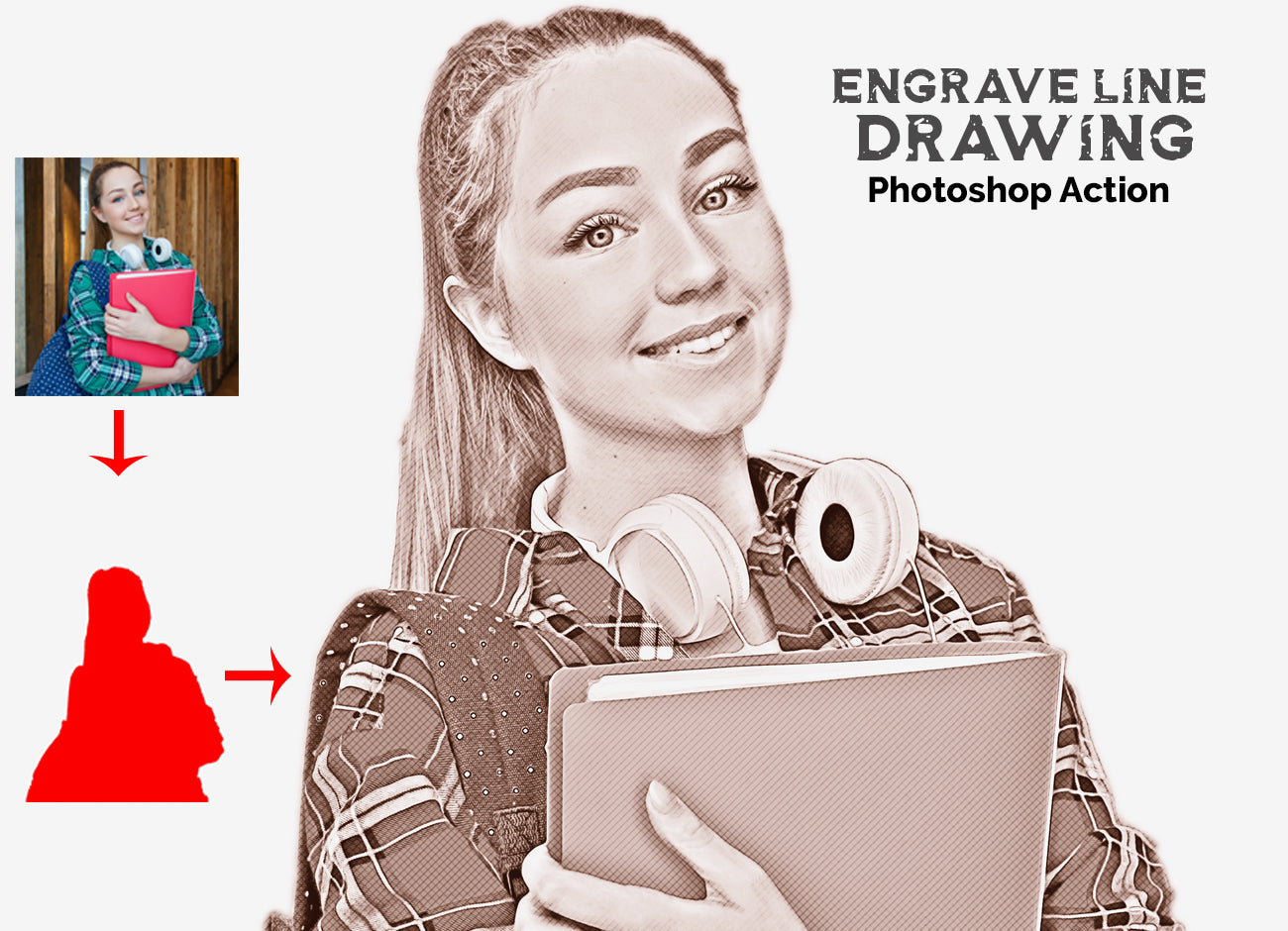 10 Engraving Effect Photoshop Actions Bundle - Artixty