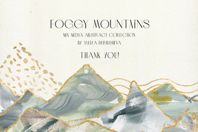 Foggy Mountains And Forest Watercolor Collection - Artixty