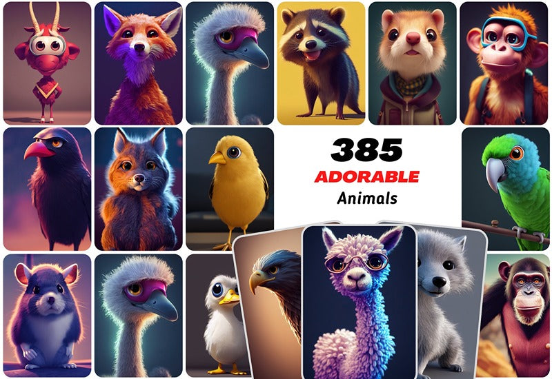 385 Adorable and Unique Animals Bundle - Artixty