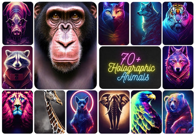 70+ Holographic Stock Animals Bundle - Artixty